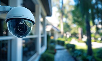 Überwachungskamera an einem Haus zur Sicherheit