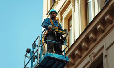 Telekoplift für Arbeiten an einem haus