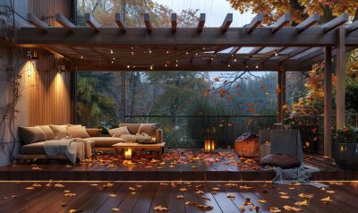 holzterrassenüberdachung herbst terrasse gemütlich