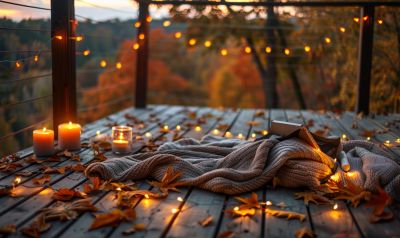 terrasse herbst dekoration gemütlich
