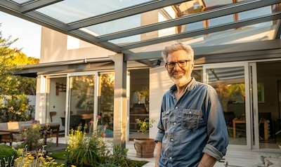Terrassenüberdachung planen Aluminium Glas Haus Garten